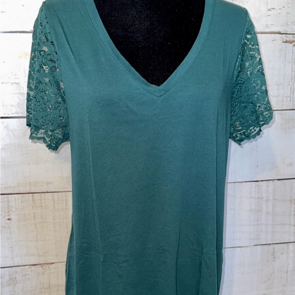 Torrid Teal Lace Sleeve Women's Top